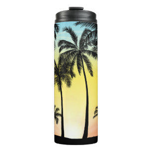Summer tropical trees thermal tumbler