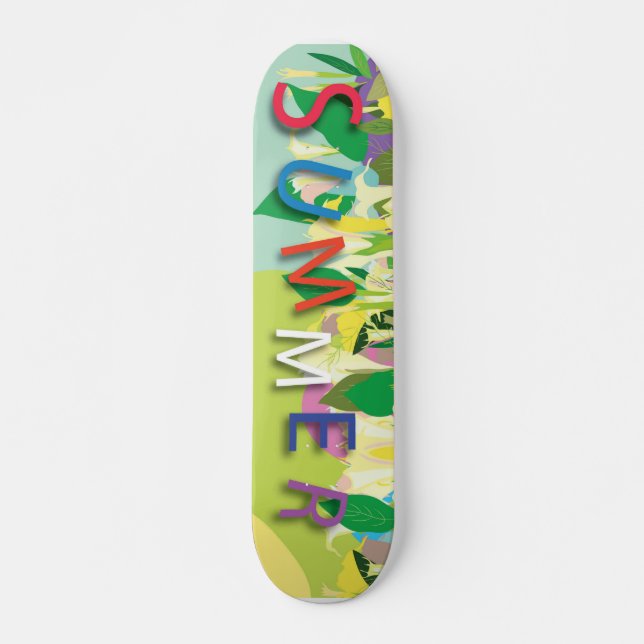 summer tropickal flowers skateboard (Front)