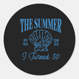 Summer Turned 30 Birthday Party Seashell Coastal Classic Round Sticker