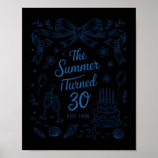 Summer Turned Thirty 30th Birthday Seashell Poster (Front)
