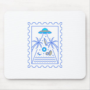 Summer Ufo Invasion Postal Stamp Mouse Mat
