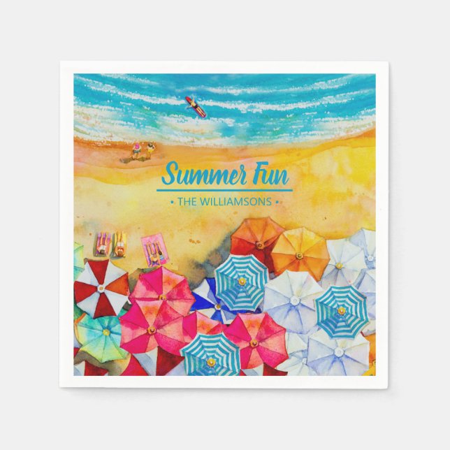 Summer Umbrellas on the Sand Napkin (Front)