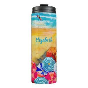Summer Umbrellas on the Sand Thermal Tumbler