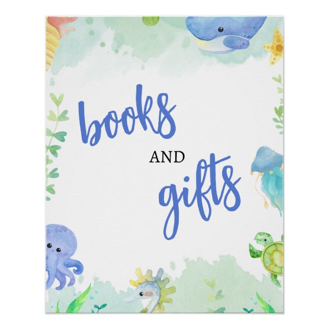Summer Under the Sea Baby Shower Books and Gifts Poster (Front)
