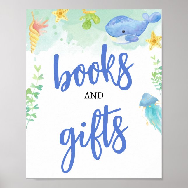 Summer Under the Sea Baby Shower Books & Gifts Poster (Front)