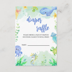 Summer Under the Sea Baby Shower Diaper Raffle Enclosure Card