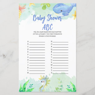 Summer Under the Sea Baby Shower Game ABC