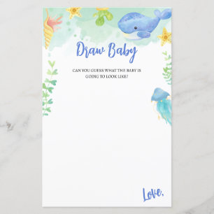 Summer Under the Sea Baby Shower Game Draw Baby