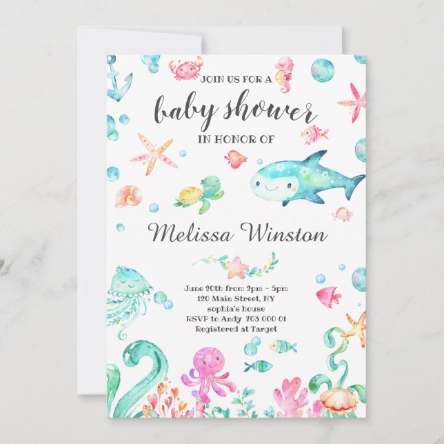 Summer Under the Sea Baby Shower Neutral Invitation (Front)
