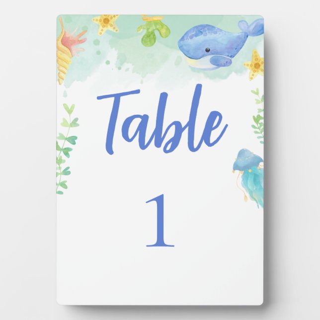 Summer Under the Sea Baby Shower Table Number  Plaque (Front)