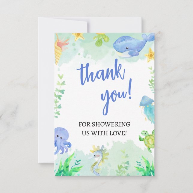 Summer Under the Sea Baby Shower Thank You Card (Front)
