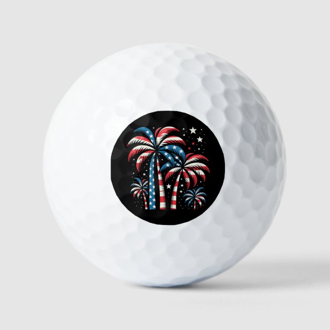Summer USA Flag 4th of July Golf Balls (Front)