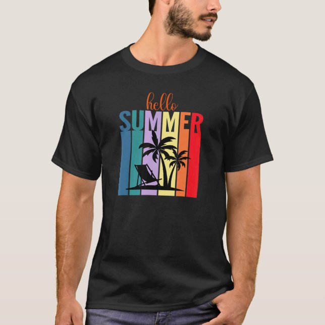 Summer Vacation Beach Chair Palm Trees Breeze Suns T-Shirt (Front)