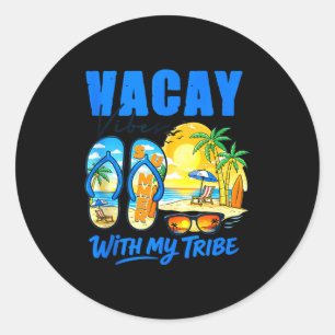 Summer vacation beach family trip vacay vibes with classic round sticker