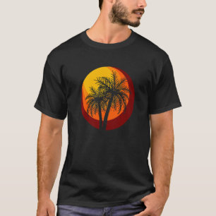 Summer Vacation Beach Palm Trees Retro Style Tropi T-Shirt