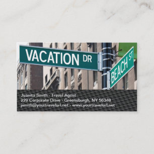Summer Vacation Beach Street Signs Business Card
