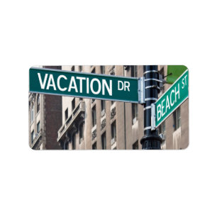Summer Vacation Beach Street Signs Label