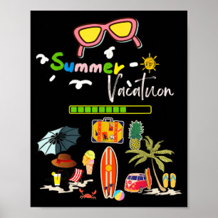Summer vacation beach vibes palm trees tropical poster