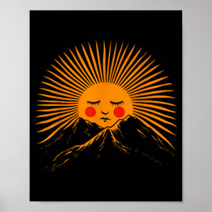 Summer vacation camp camping campfire sunshine poster