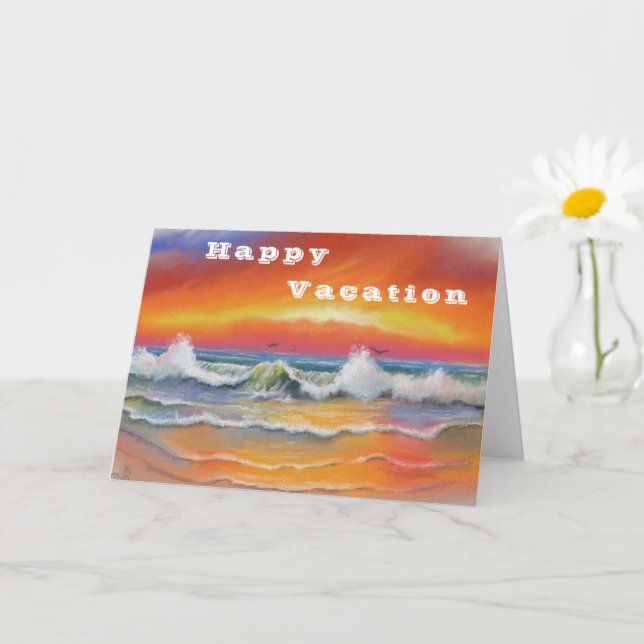 Summer Vacation Card with Sea Sunset (Small Plant)