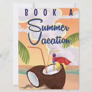 Summer Vacation Cartoon travel poster Invitation