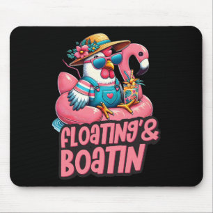 Summer Vacation Chicken Floating Boating Summer Vi Mouse Mat
