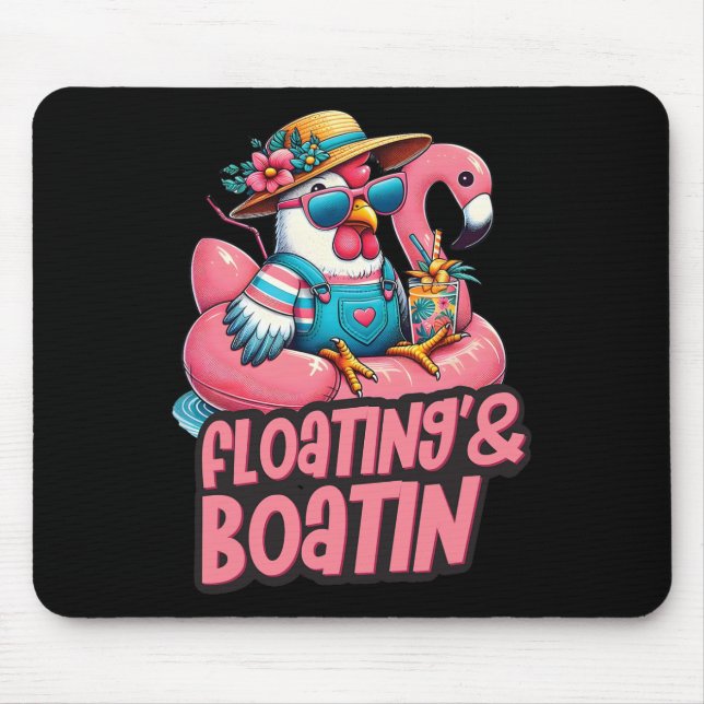 Summer Vacation Chicken Floating Boating Summer Vi Mouse Mat (Front)