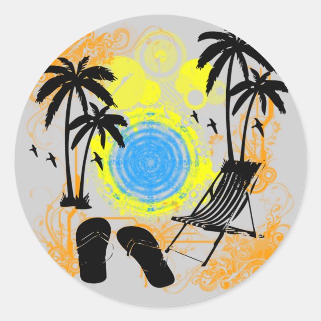 Summer Vacation Classic Round Sticker (Front)