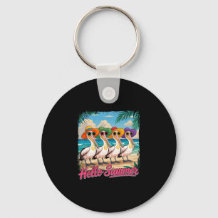 Summer Vacation Costume Group Pelicans Sungles On Key Ring