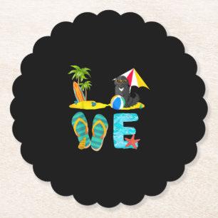 Summer vacation dog gift newfie design paper coaster
