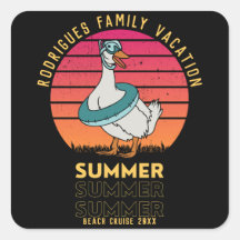 Summer Vacation Duck on Retro Sunset