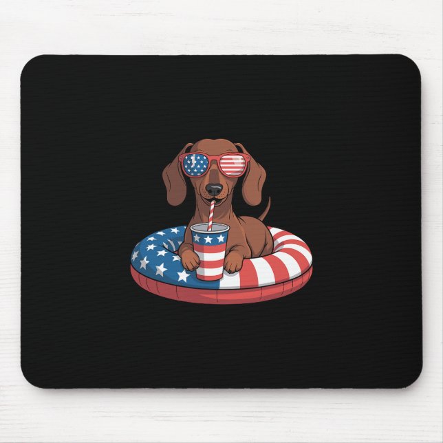 Summer Vacation Funny 4th Of July Dachshund  Mouse Mat (Front)