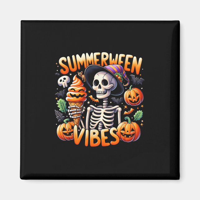 Summer Vacation Halloween Summerween Skeleton Ice  Magnet (Front)
