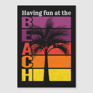 Summer Vacation Having Fun at Beach Retro Magnet