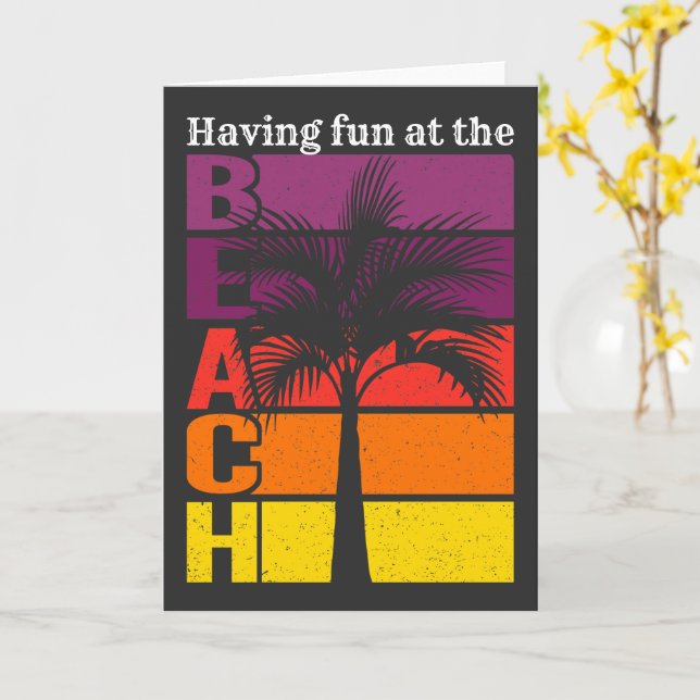 Summer Vacation Having Fun at the Beach Retro Card (Yellow Flower)