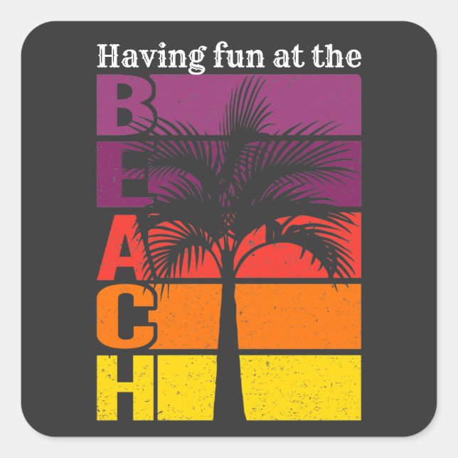 Summer Vacation Having Fun at the Beach Retro Square Sticker (Front)