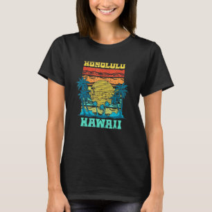 Summer Vacation Honolulu Aloha Palm Trees Sunset H T-Shirt