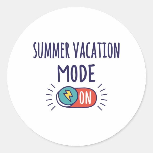 Summer Vacation mode On Classic Round Sticker (Front)