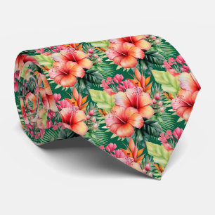 Summer Vacation Neck Tie Tropical Hibiscus
