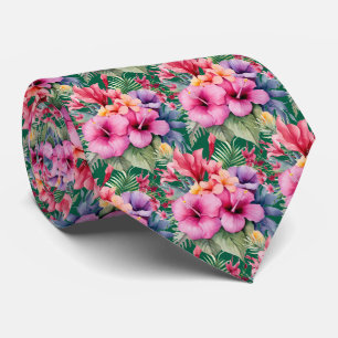 Summer Vacation Neck Tie Tropical Hibiscus