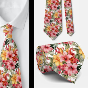 Summer Vacation Neck Tie Tropical Hibiscus