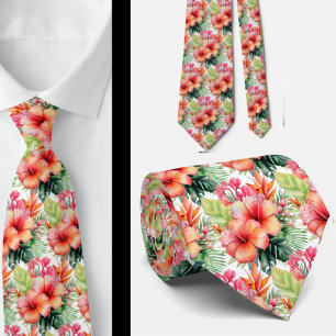 Summer Vacation Neck Tie Tropical Hibiscus