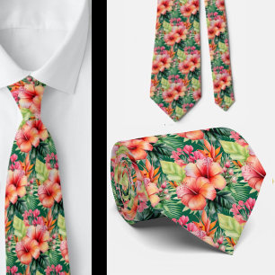 Summer Vacation Neck Tie Tropical Hibiscus
