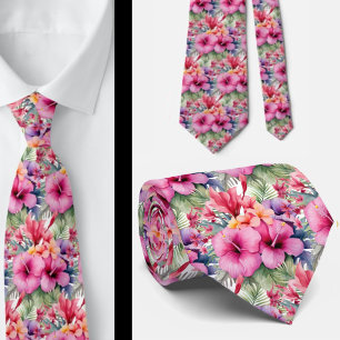 Summer Vacation Neck Tie Tropical Hibiscus
