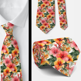 Summer Vacation Neck Tie Tropical Hibiscus