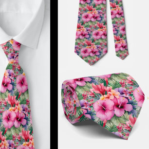Summer Vacation Neck Tie Tropical Hibiscus