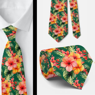 Summer Vacation Neck Tie Tropical Hibiscus