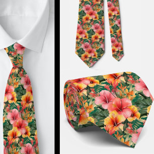 Summer Vacation Neck Tie Tropical Hibiscus