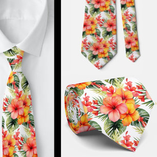 Summer Vacation Neck Tie Tropical Hibiscus