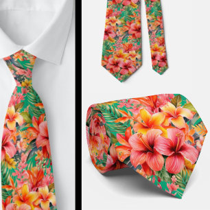 Summer Vacation Neck Tie Tropical Hibiscus